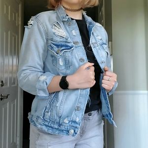 NWOT Distressed Denim Jacket